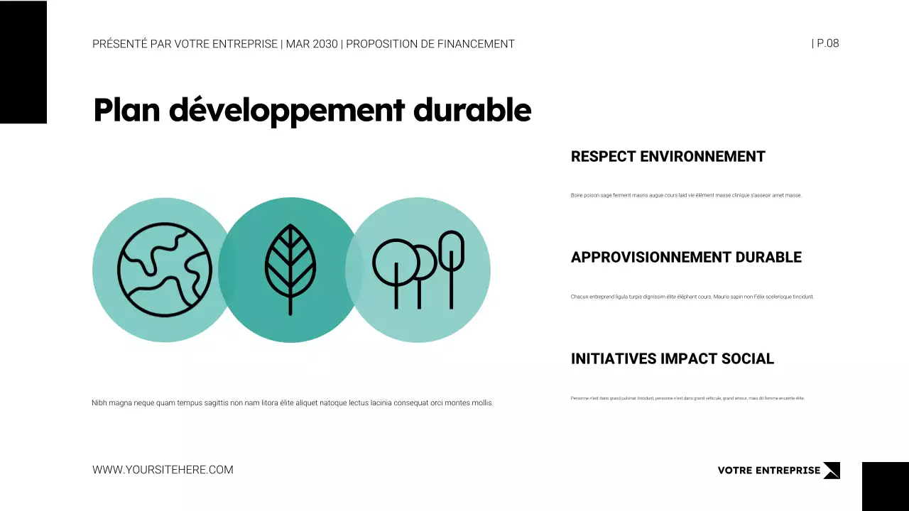 Modèle de présentation de proposition de demande de financement dans un style minimaliste blanc