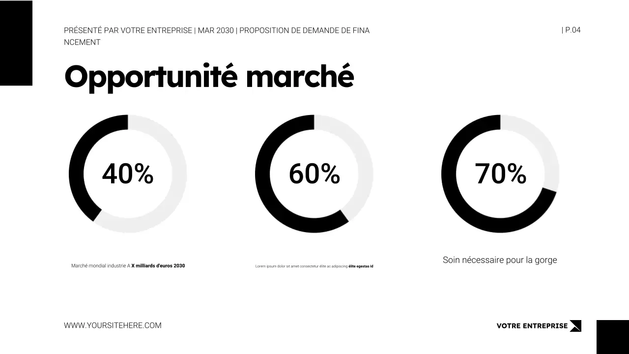Modèle de présentation de proposition de demande de financement dans un style minimaliste blanc