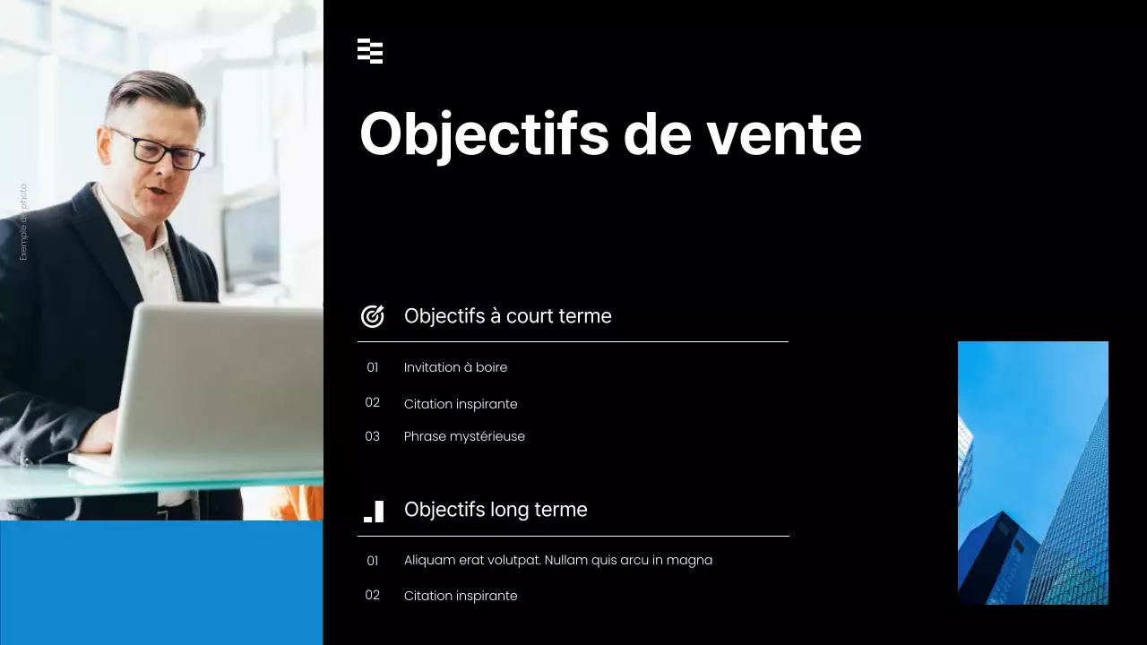 présentation de la stratégie de vente moderne noire