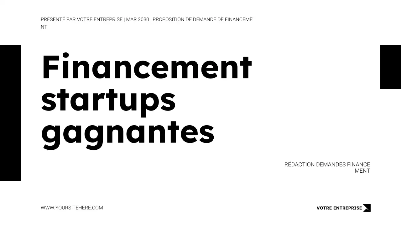 Modèle de présentation de proposition de demande de financement dans un style minimaliste blanc