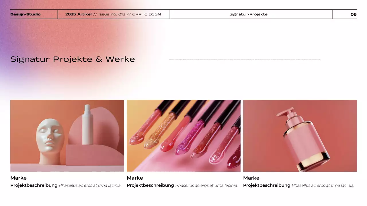 Minimalistisches Grafikdesign-Portfolio mit Farbverlauf Präsentation