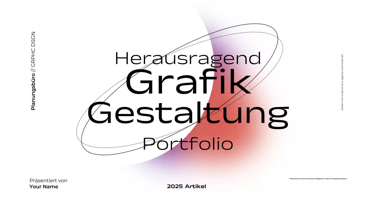 Minimalistisches Grafikdesign-Portfolio mit Farbverlauf Präsentation