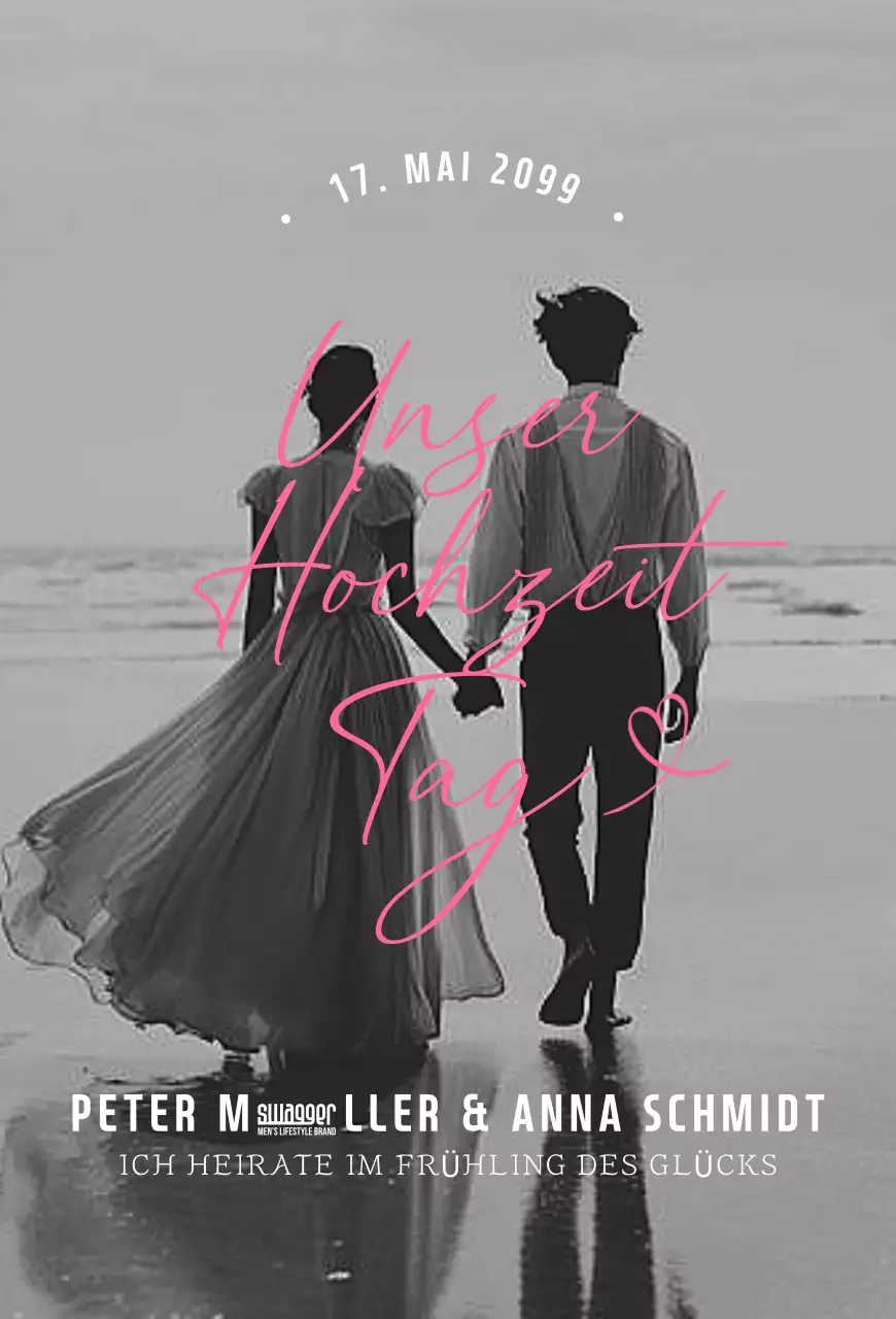 Elegante Schwarz-Weiß-Hochzeitseinladung