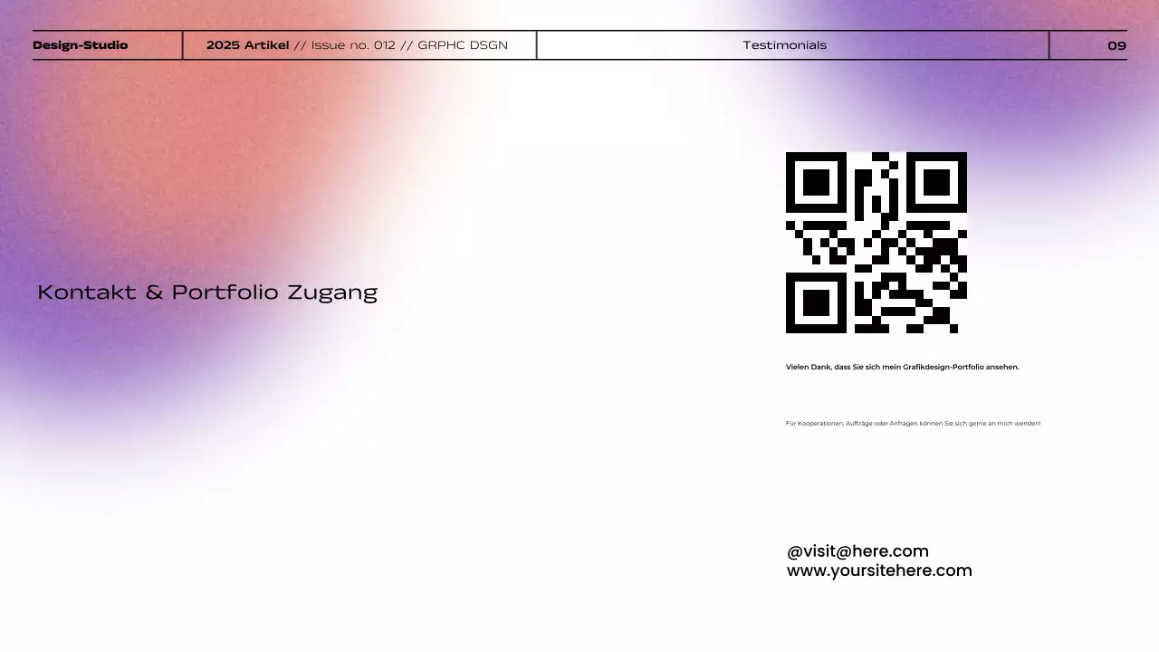 Minimalistisches Grafikdesign-Portfolio mit Farbverlauf Präsentation