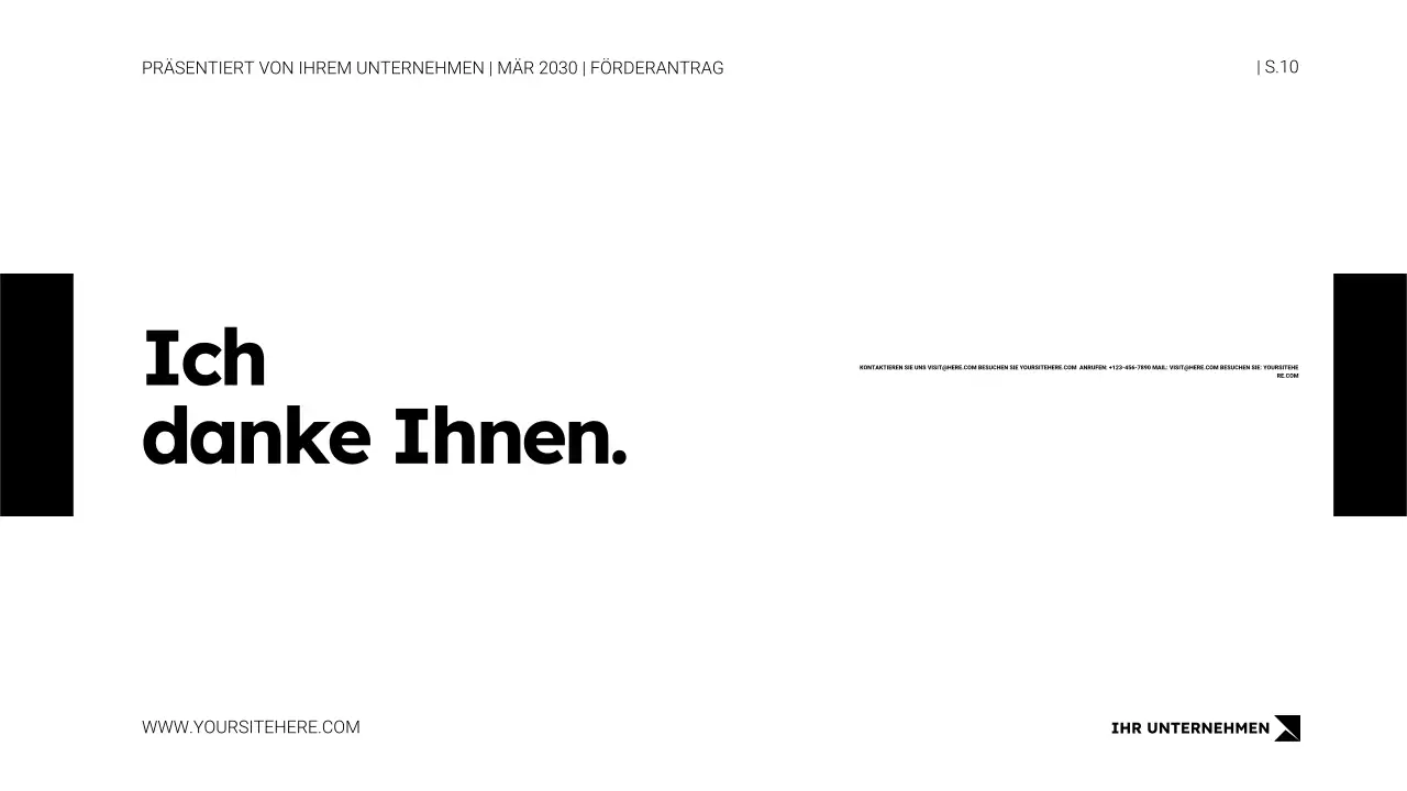 Präsentationsvorlage für Finanzierungsanfragen im minimalistischen Weißstil