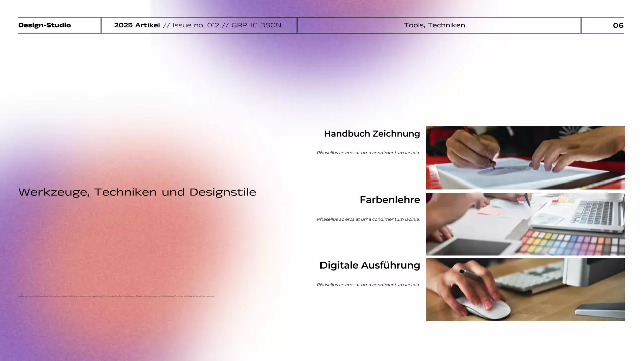 Minimalistisches Grafikdesign-Portfolio mit Farbverlauf Präsentation