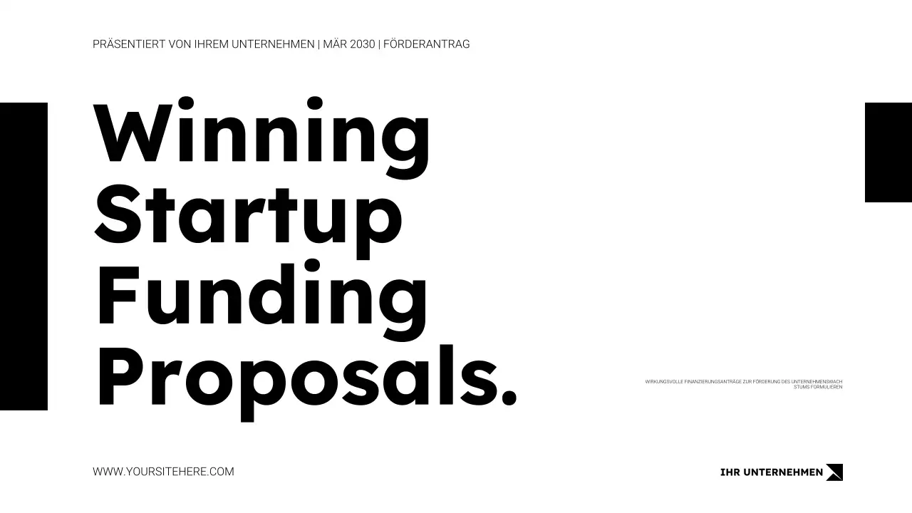 Präsentationsvorlage für Finanzierungsanfragen im minimalistischen Weißstil