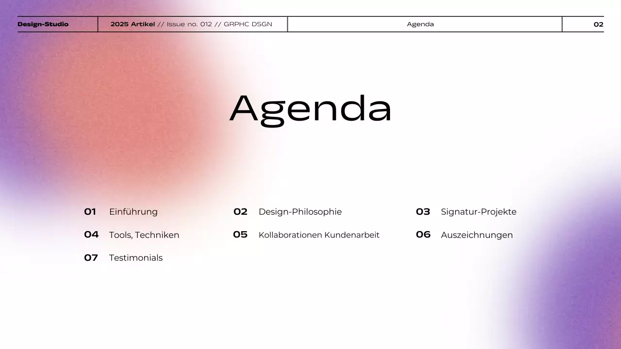 Minimalistisches Grafikdesign-Portfolio mit Farbverlauf Präsentation