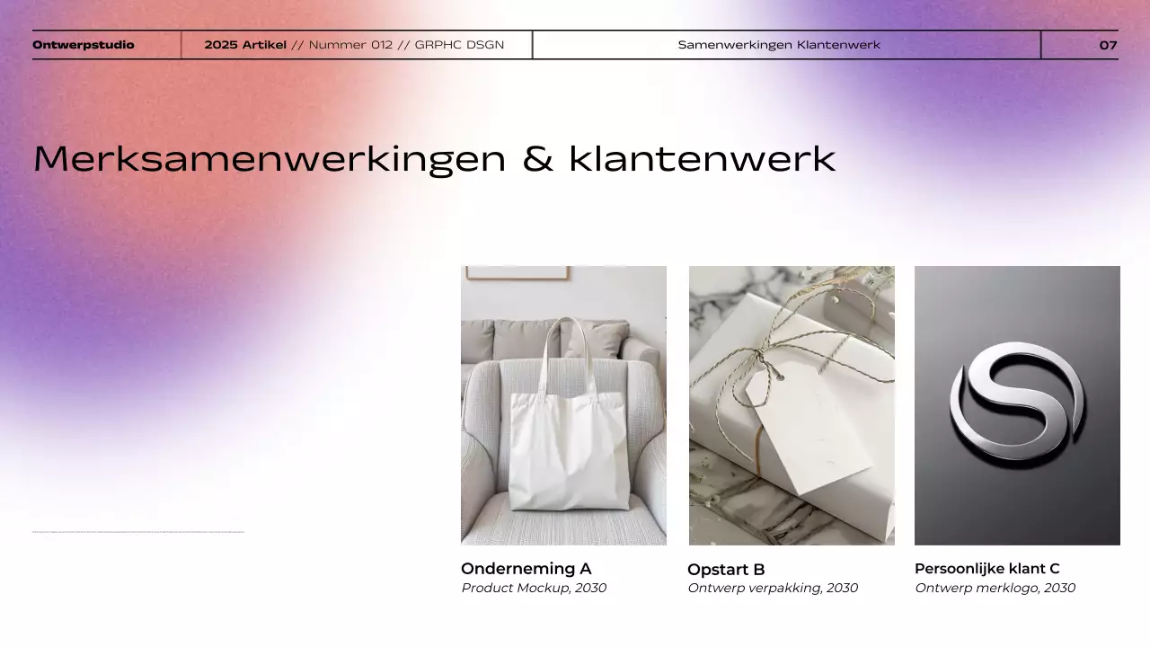 Presentatie van portfolio met minimalistische grafische gradiënt