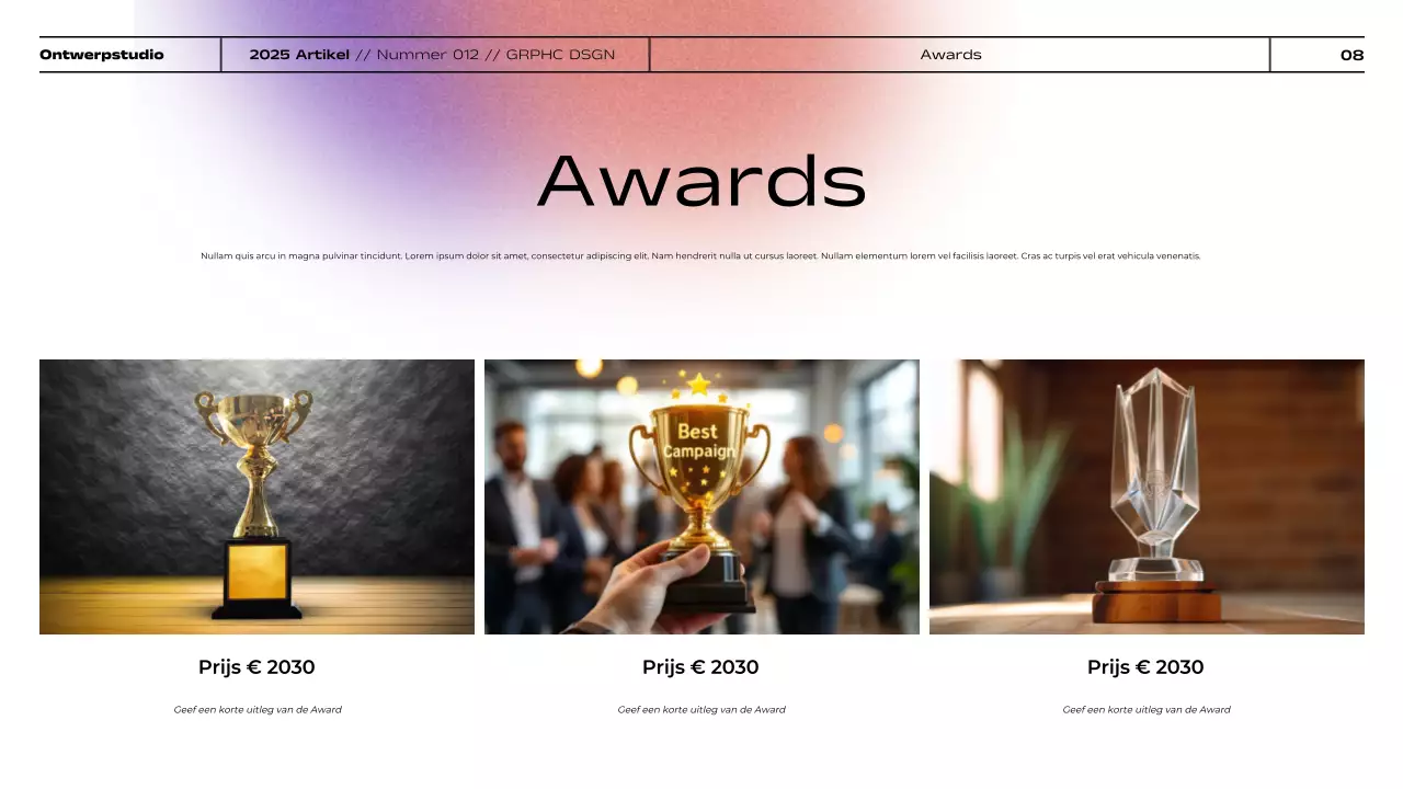 Presentatie van portfolio met minimalistische grafische gradiënt