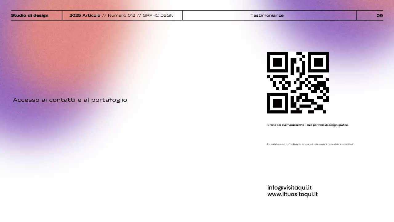 Presentazione del portfolio di progettazione grafica minimalista con gradiente