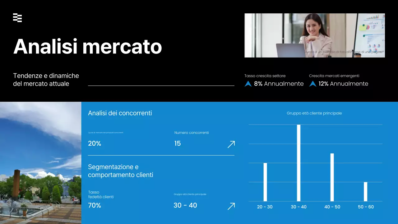 presentazione strategia di vendita moderna nera