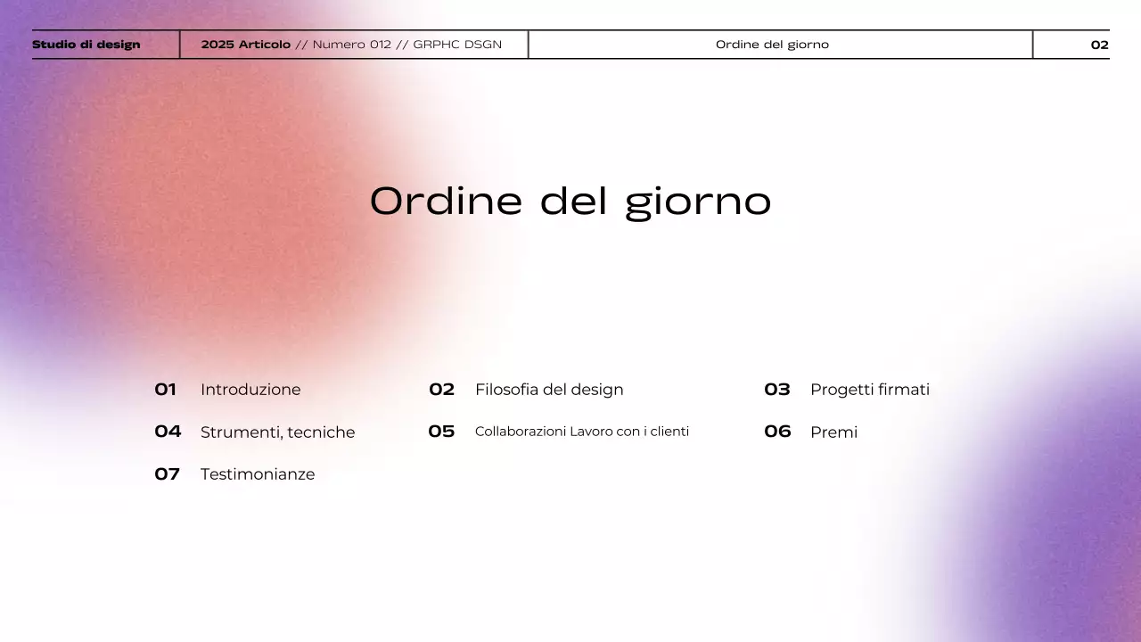 Presentazione del portfolio di progettazione grafica minimalista con gradiente