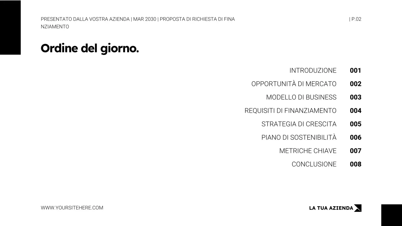 Modello di presentazione della proposta di richiesta di finanziamento in stile minimalista bianco