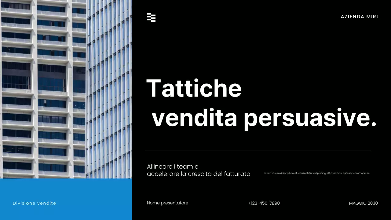 presentazione strategia di vendita moderna nera