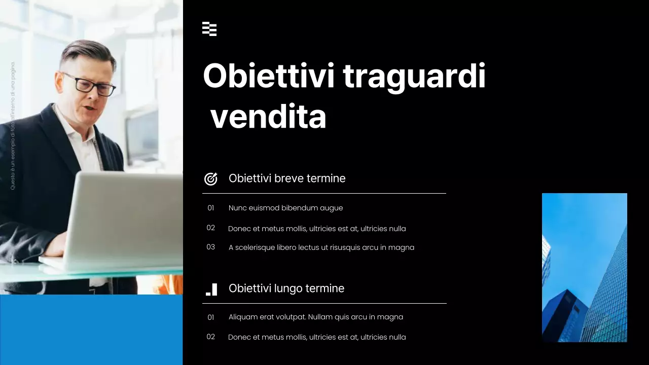 presentazione strategia di vendita moderna nera