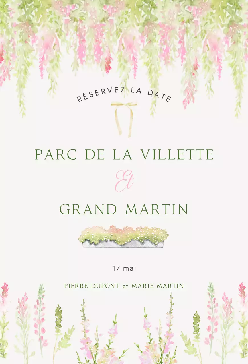 Invitation de mariage élégante et verte