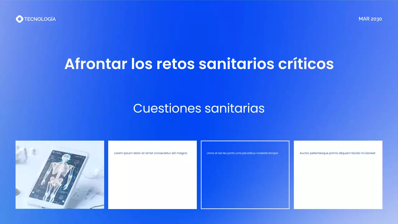 Introducción a las empresas emergentes de tecnología sanitaria moderna con degradado azul