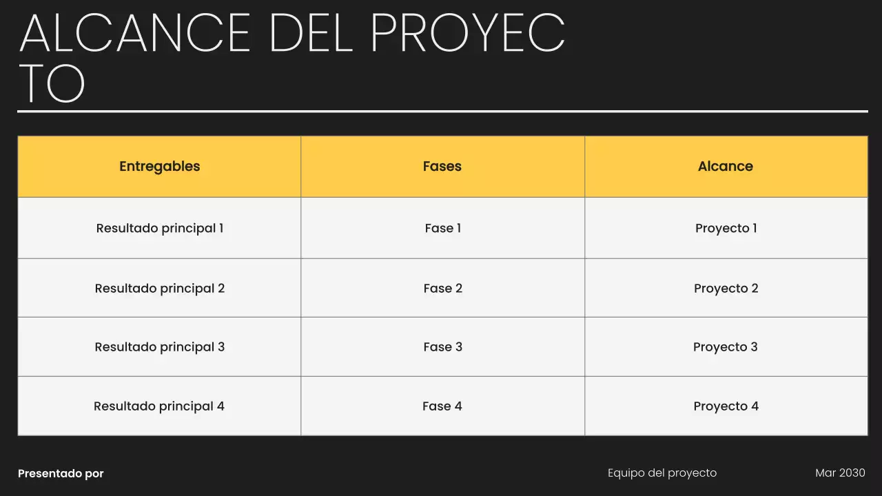 Presentación del equipo moderno negro