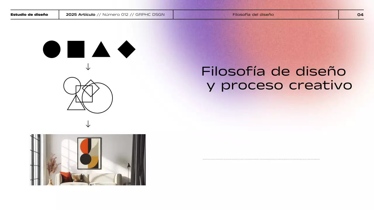 Presentación de portafolio de diseño gráfico con degradado minimalista