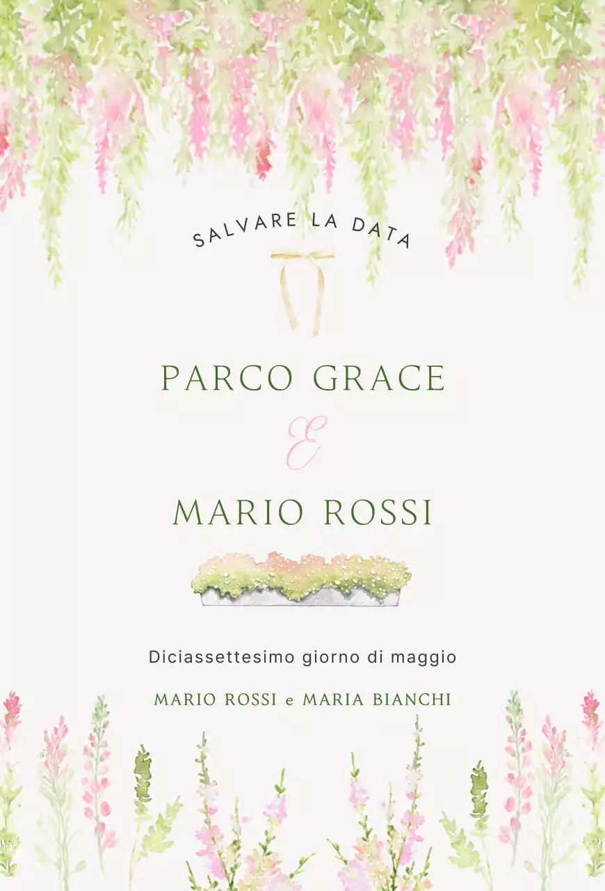 Invito di nozze elegante verde