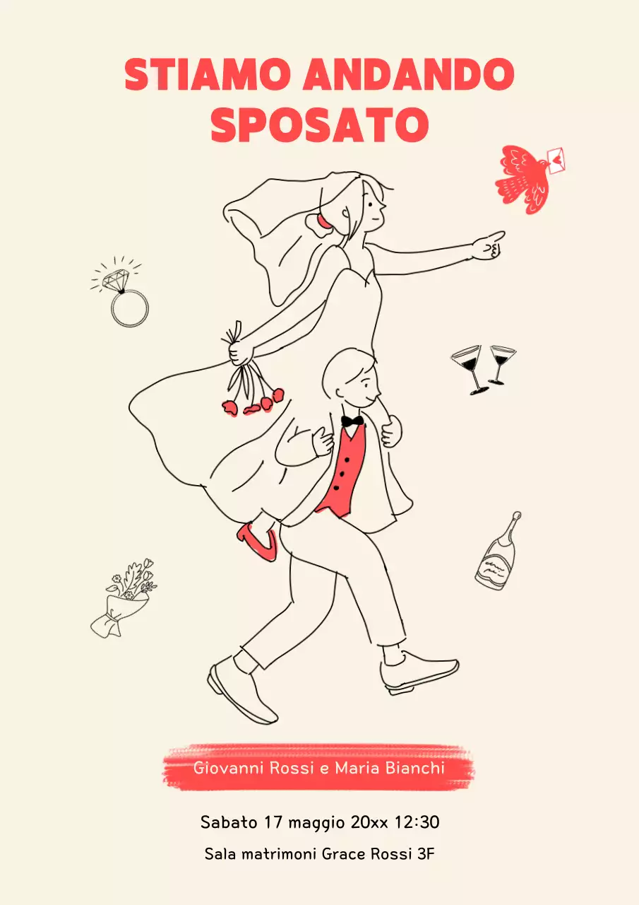 Invito di nozze semplice beige