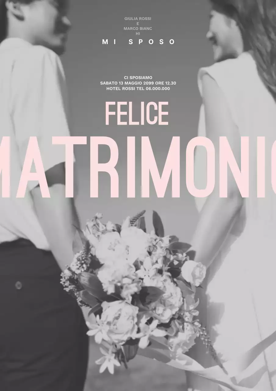 Invito di nozze moderno in bianco e nero