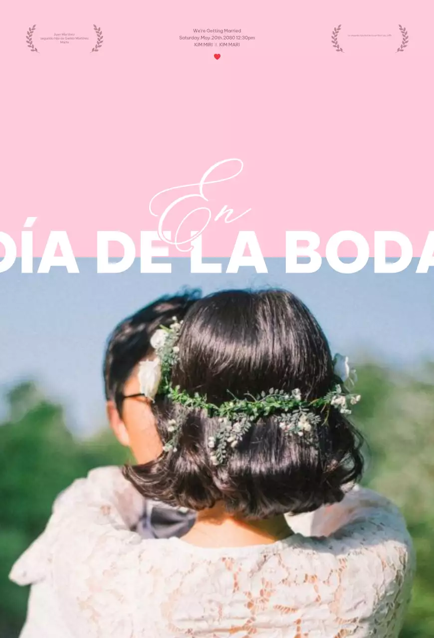 Invitación de boda sencilla en color rosa