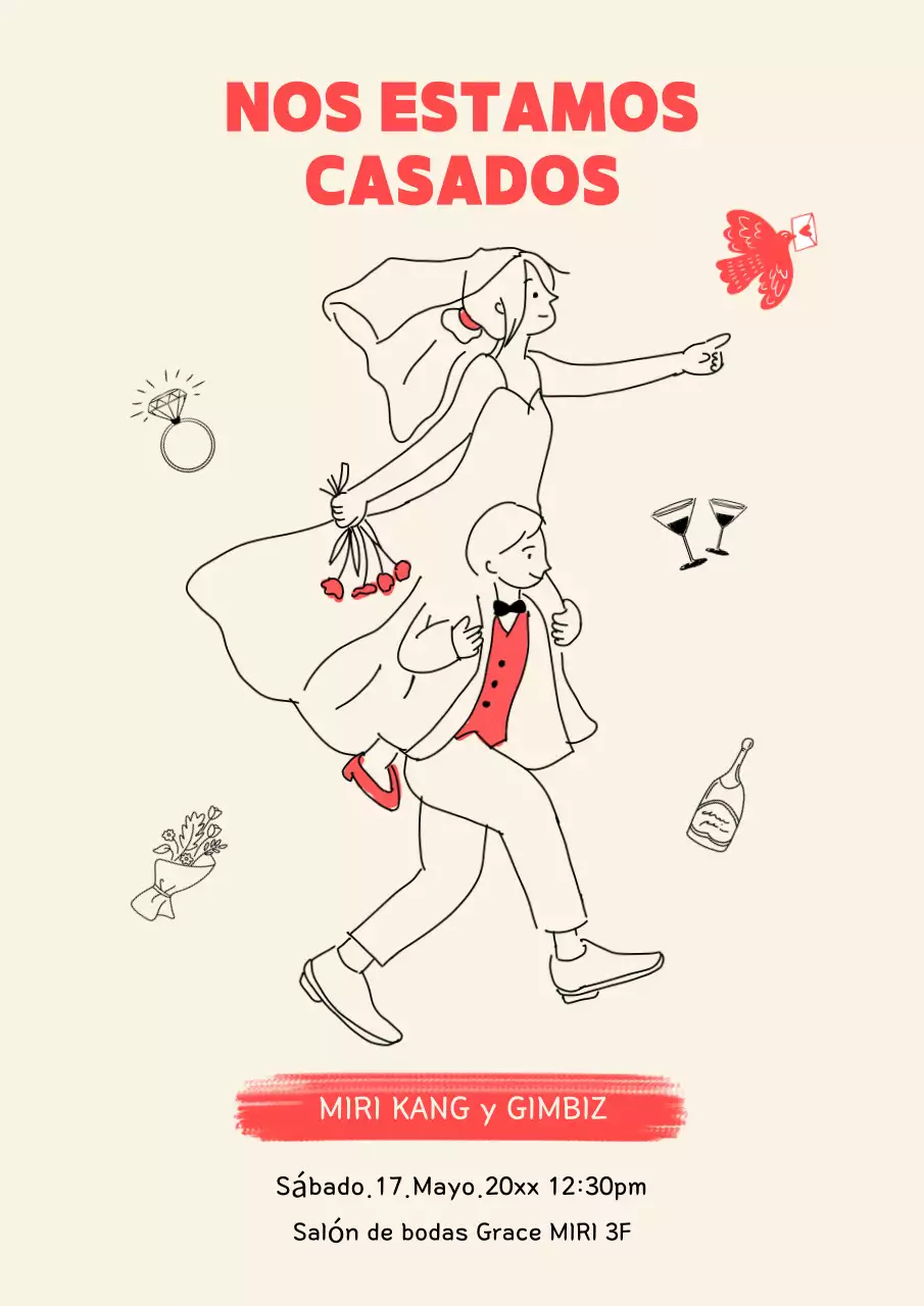 Invitación de boda sencilla en color beige