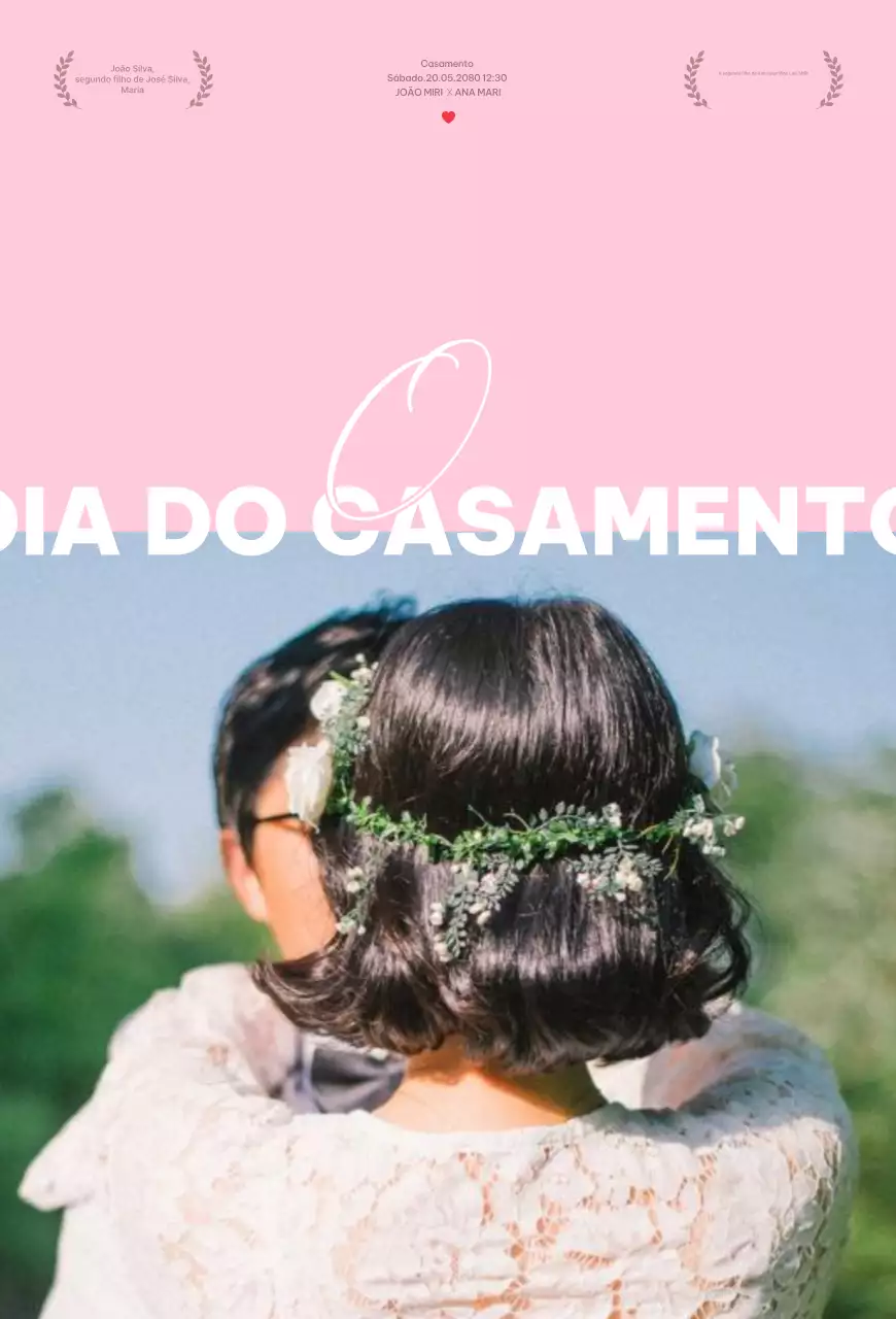 Convite de casamento simples rosa