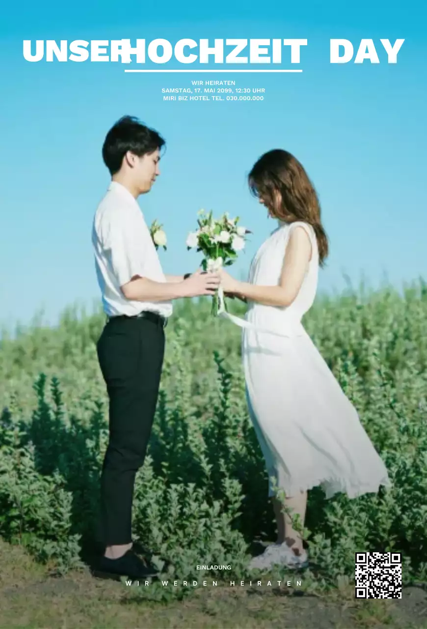 Himmelblaue einfache Hochzeitseinladung