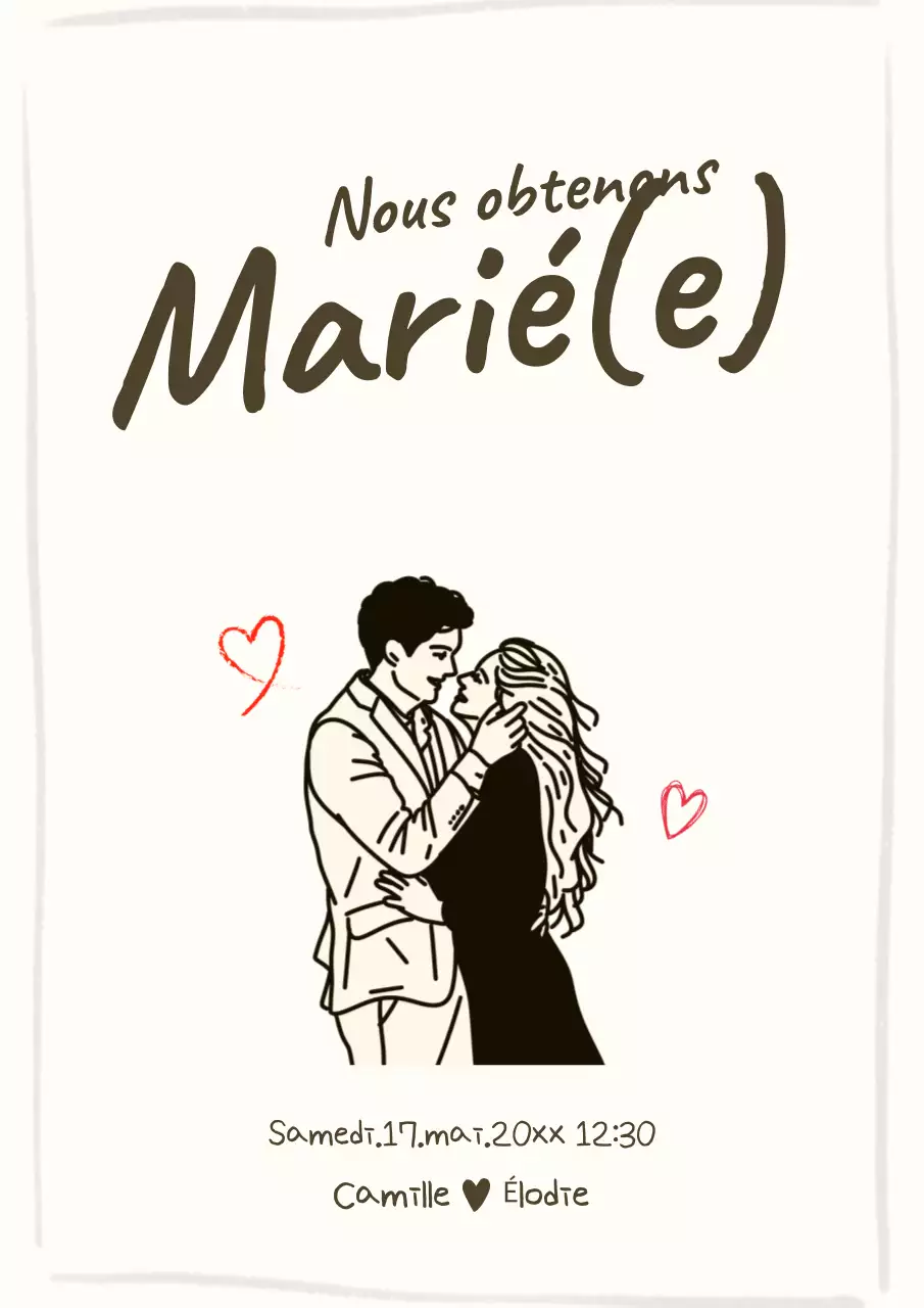 Invitation de mariage simple beige