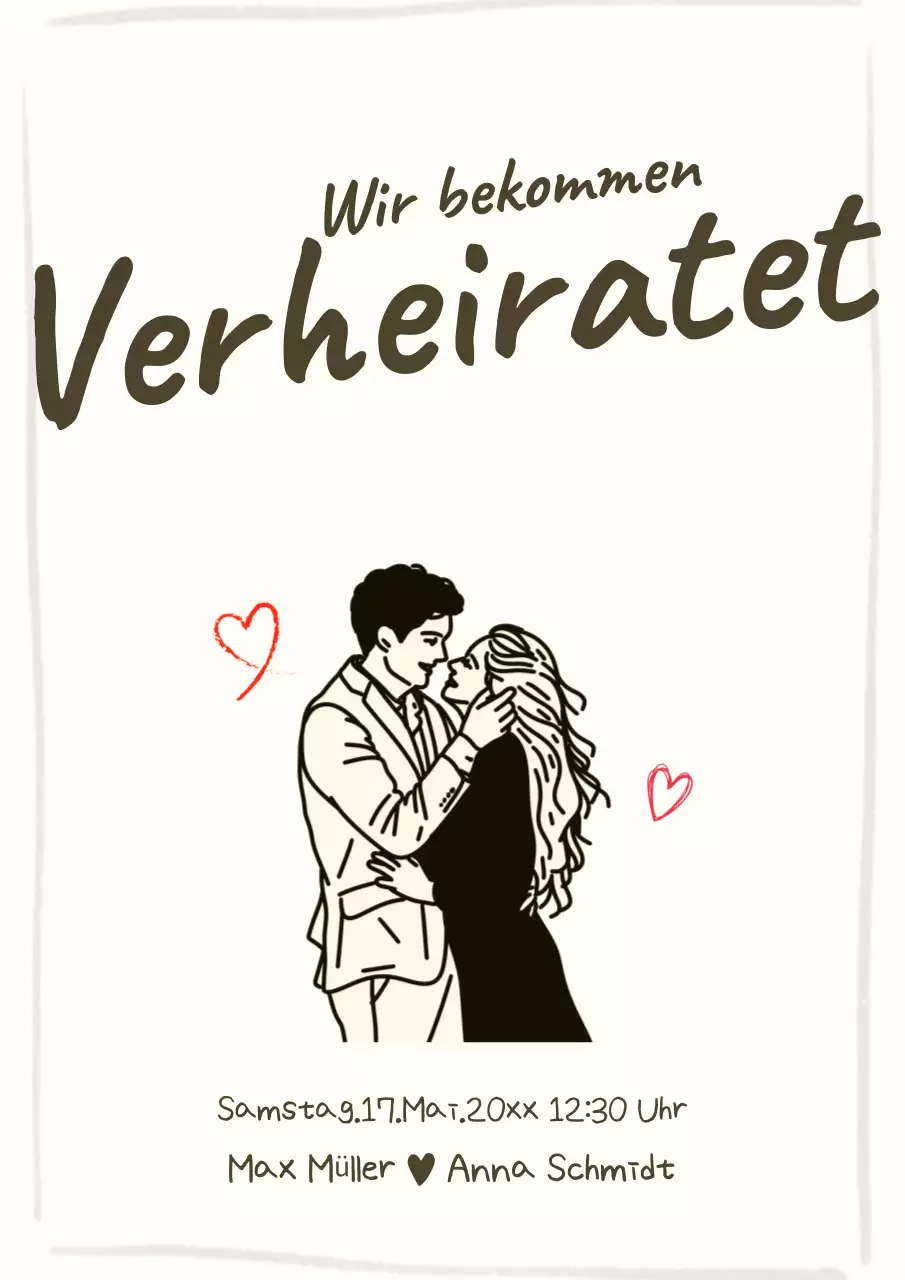 Beige, einfache Hochzeitseinladung