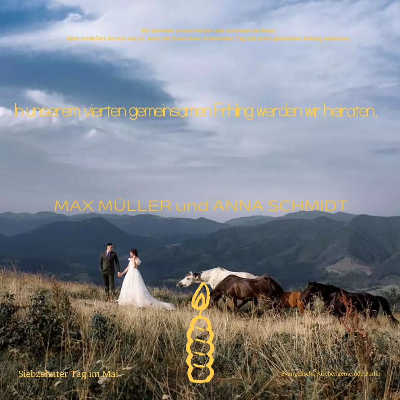 Grüne Vintage Hochzeitseinladung