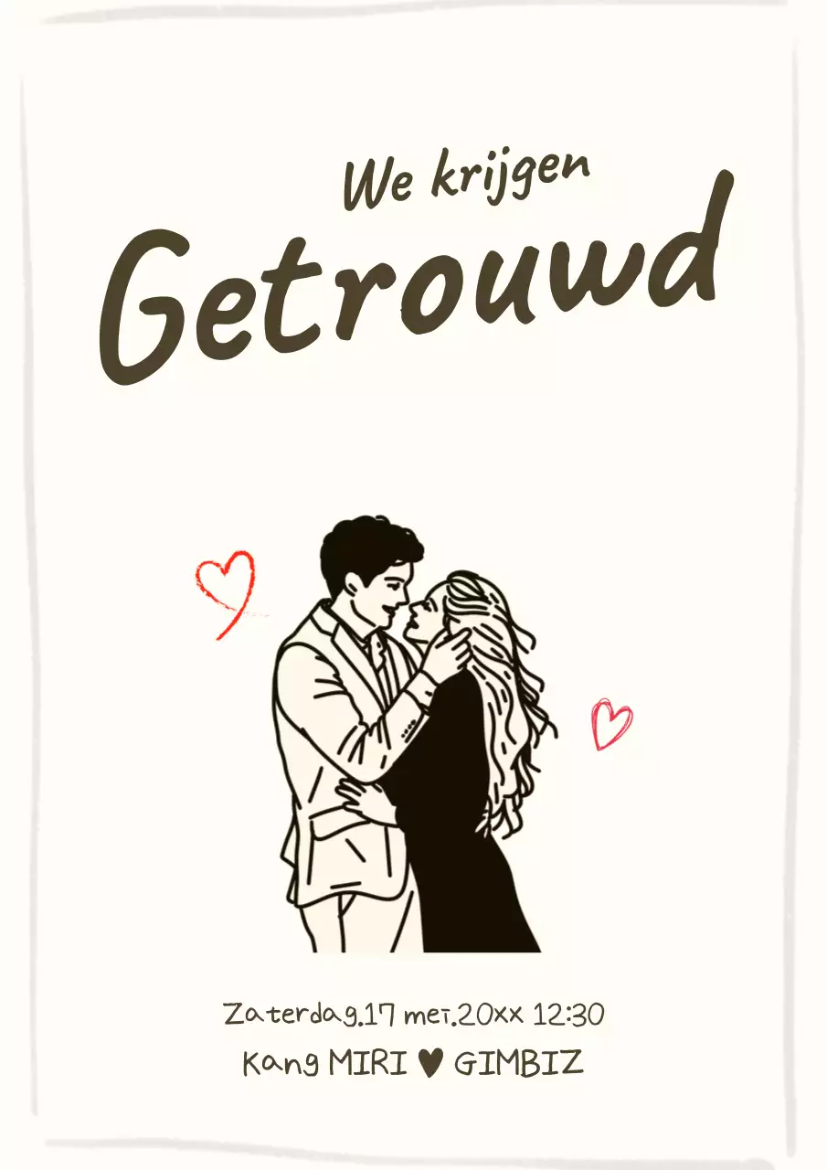 Beige Eenvoudige Trouwuitnodiging