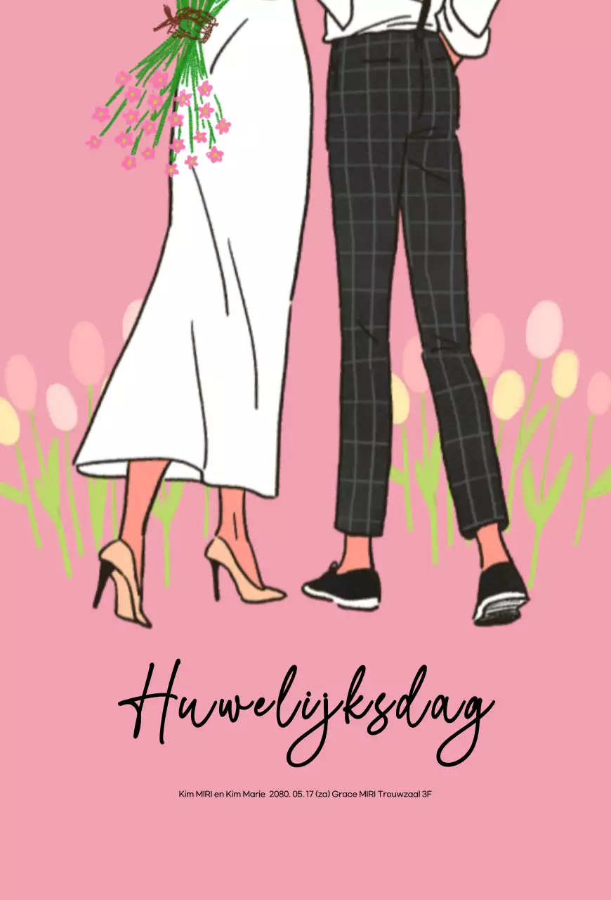 Roze eenvoudige huwelijksuitnodiging