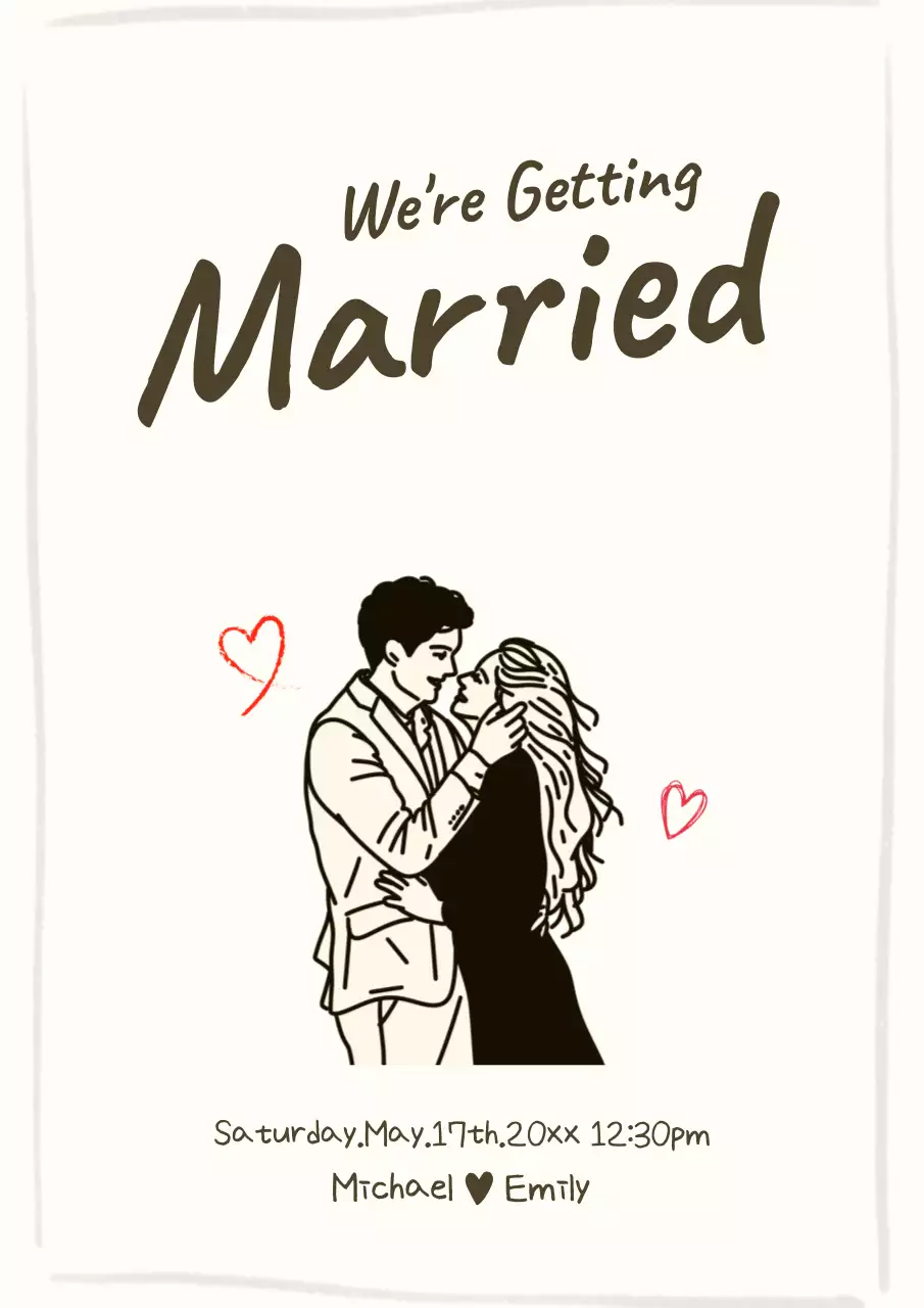 Convite de casamento simples bege