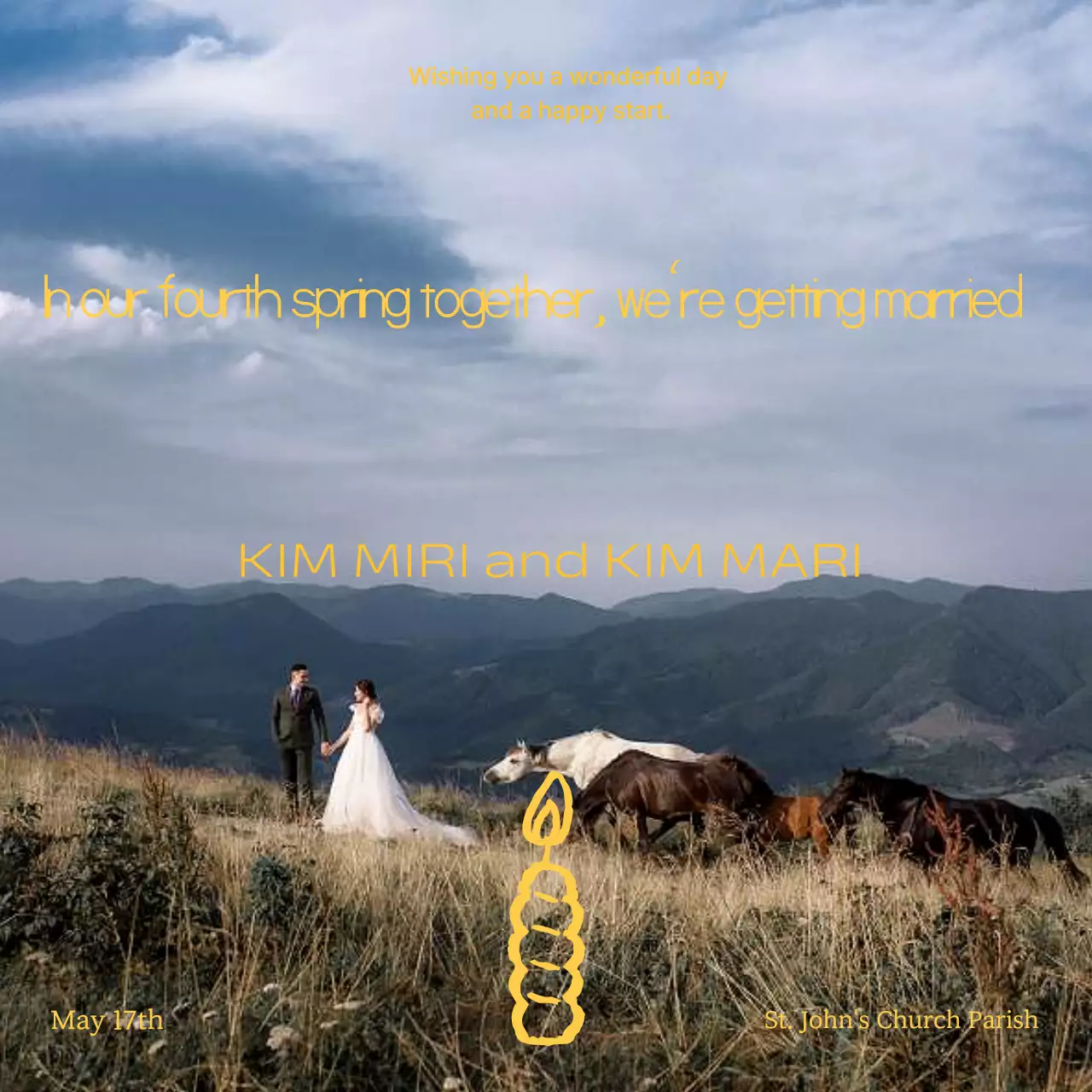 Convite de casamento vintage verde