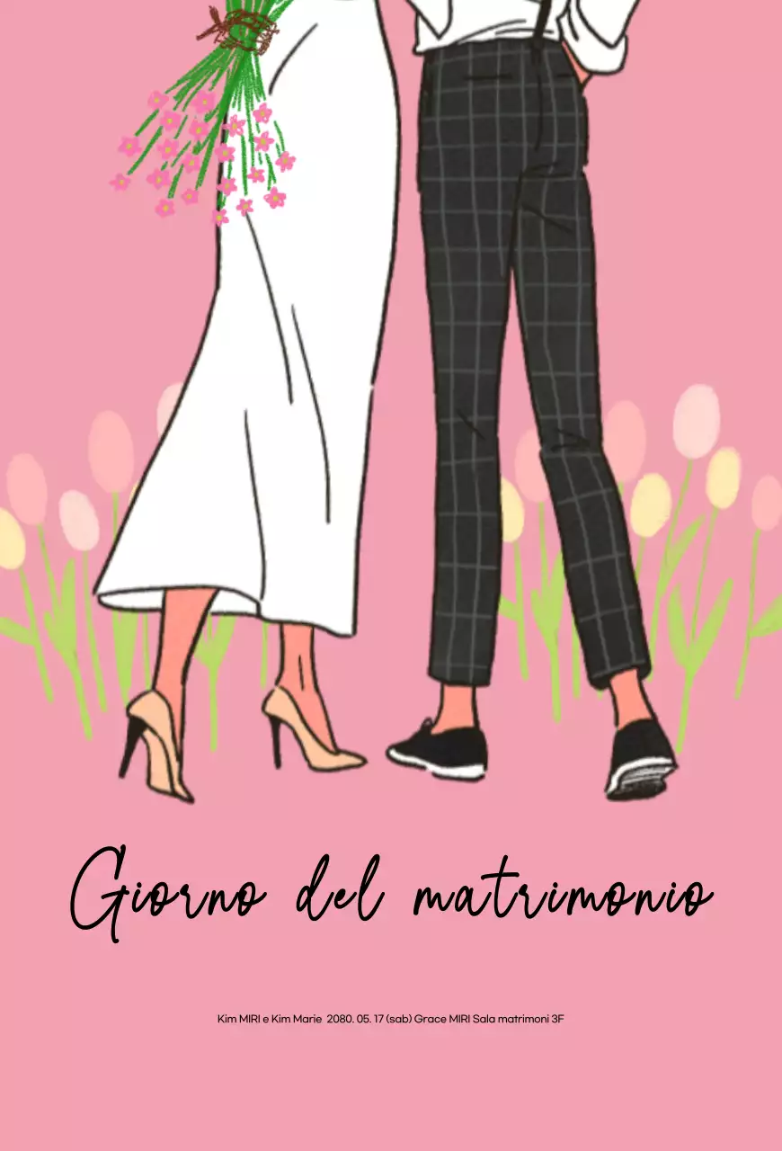 Invito di nozze semplice rosa