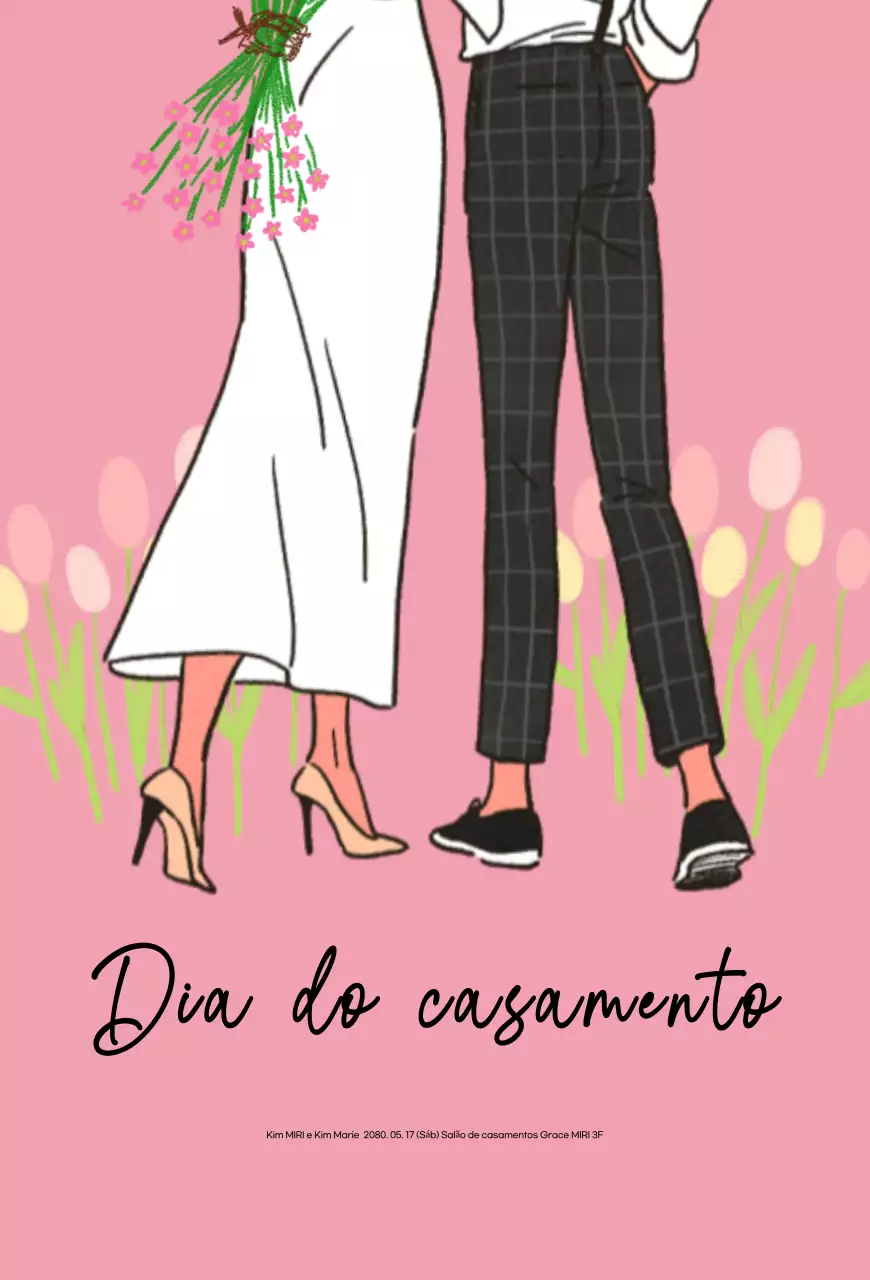 Convite de casamento simples rosa