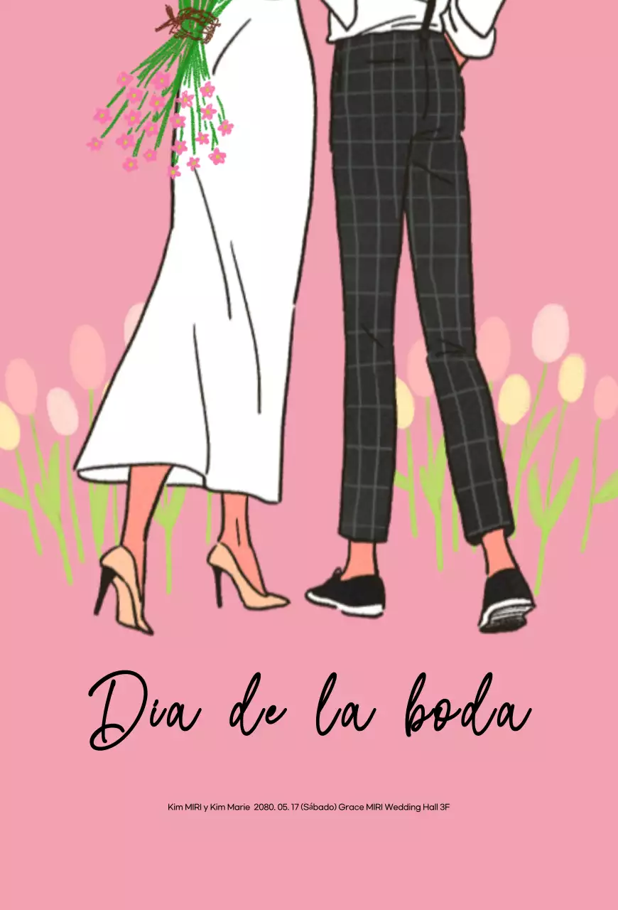 Invitación de boda sencilla en color rosa