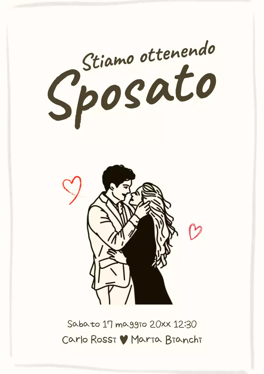 Invito di nozze semplice beige