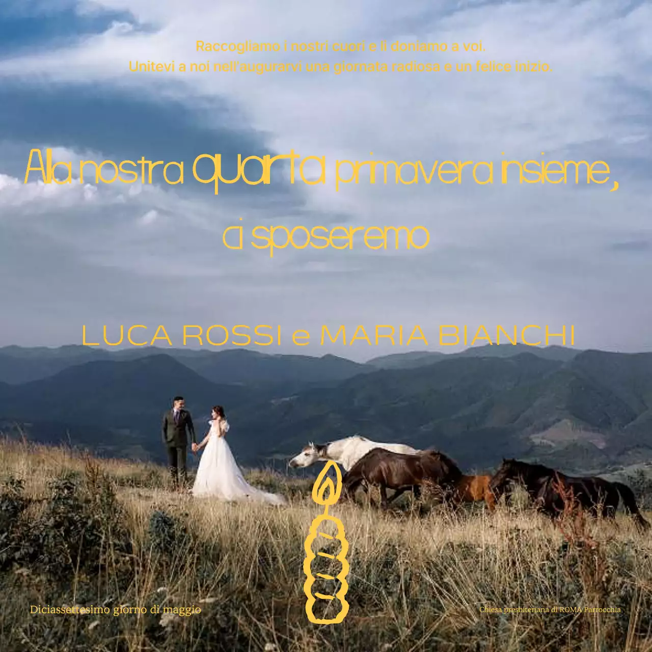 Invito di nozze vintage verde