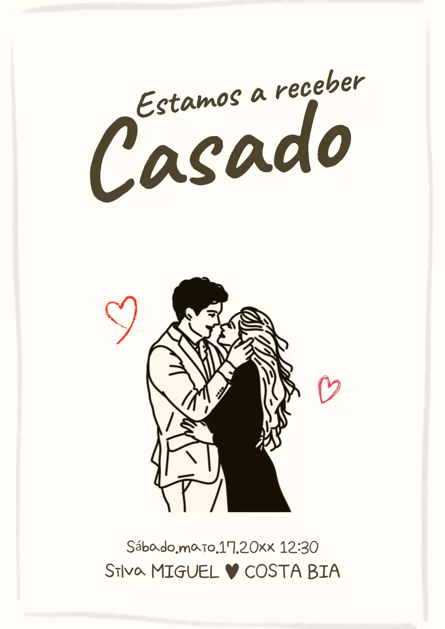 Convite de casamento simples bege