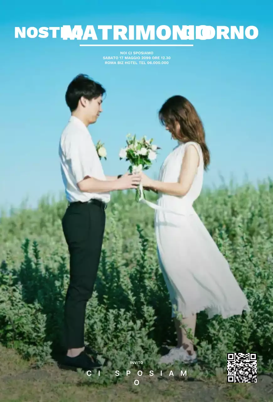 Invito di nozze semplice azzurro cielo