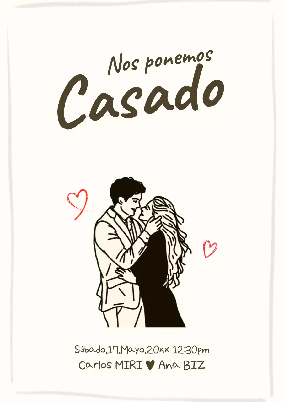 Invitación de boda sencilla en color beige