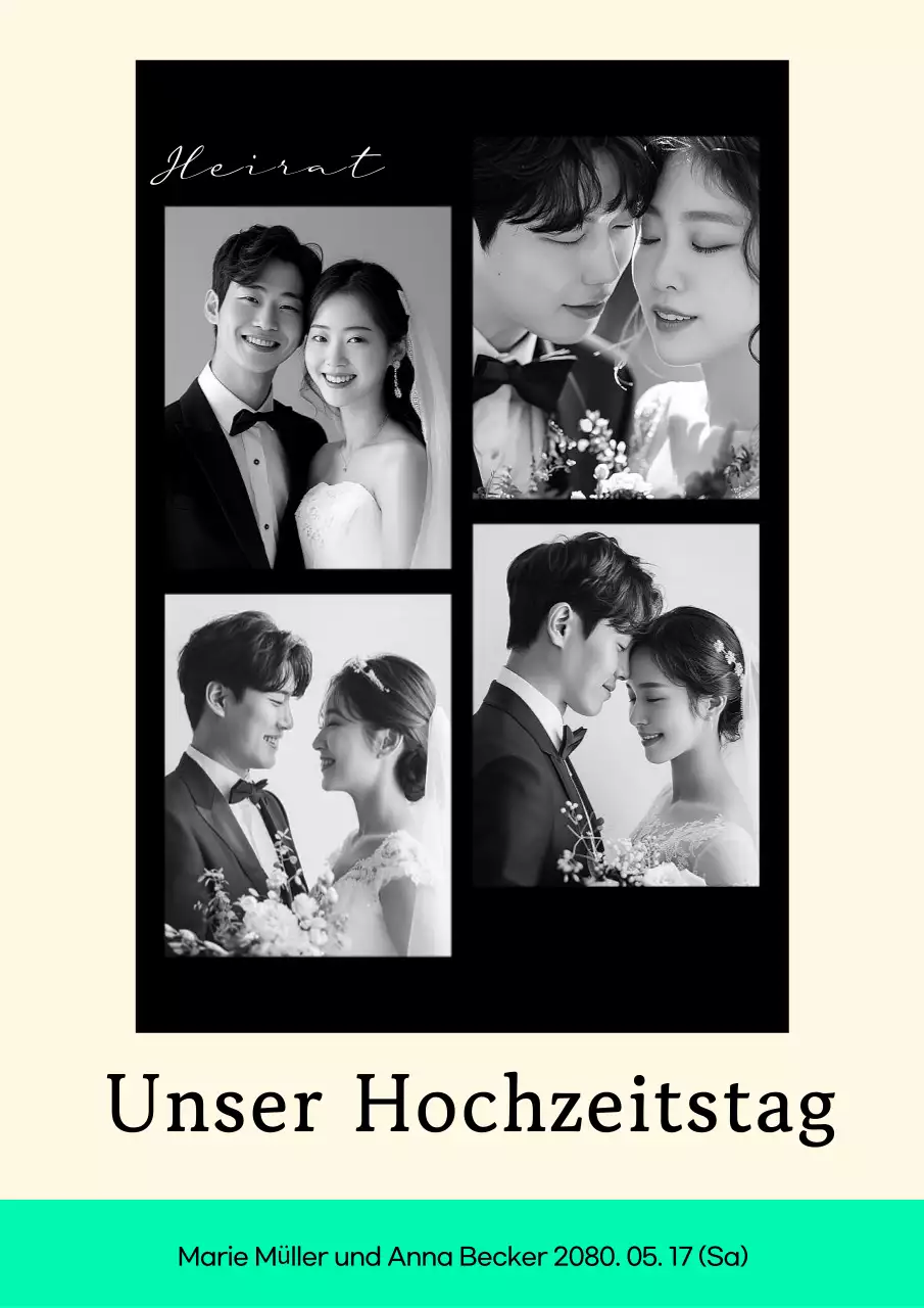 Klassische Hochzeitseinladung in Schwarz und Weiß