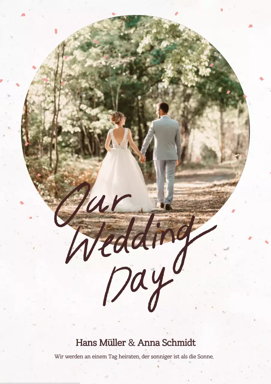 Beige elegante Hochzeitseinladung