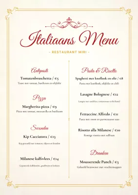 Goud Elegant Restaurant Menu Poster
