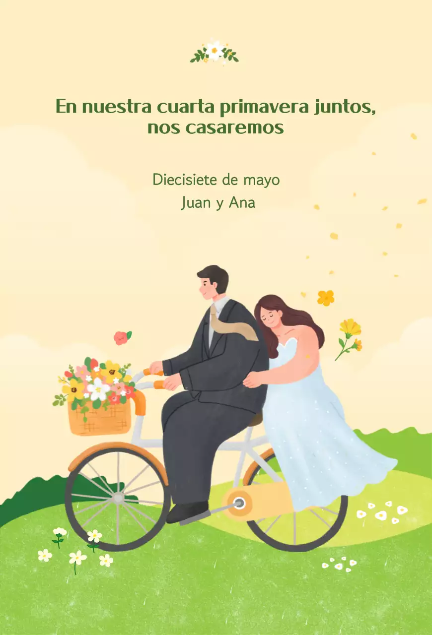 Invitación de boda para bebé verde